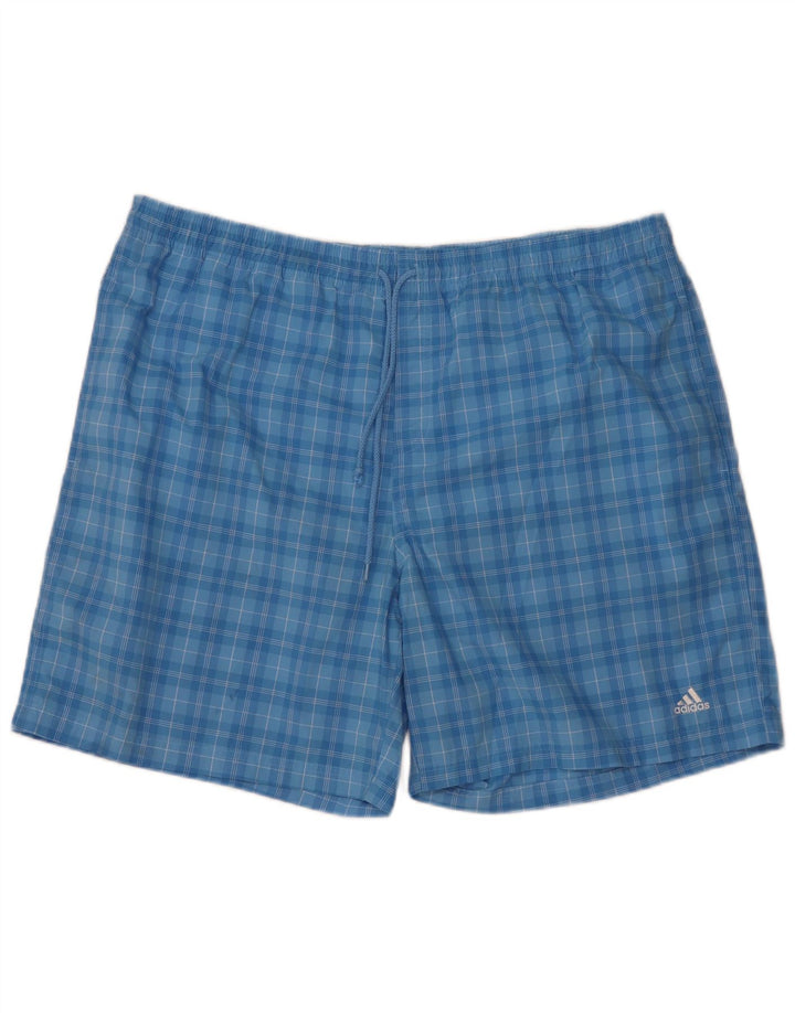 Adidas Badeshorts til mænd 2XL blå ternet polyester