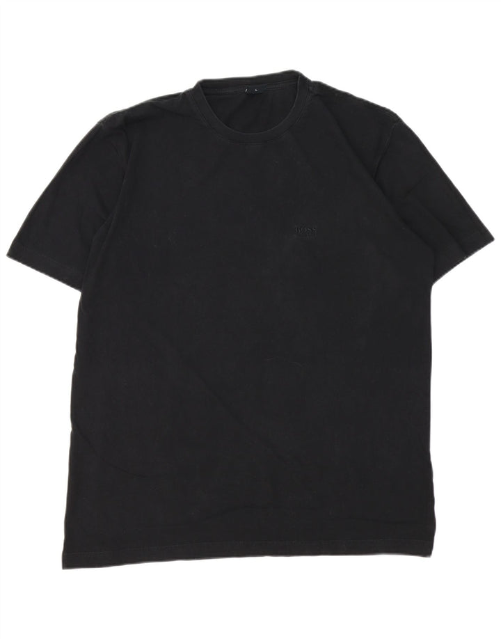 Hugo Boss Herre T-Shirt Top Stor Sort Bomuld