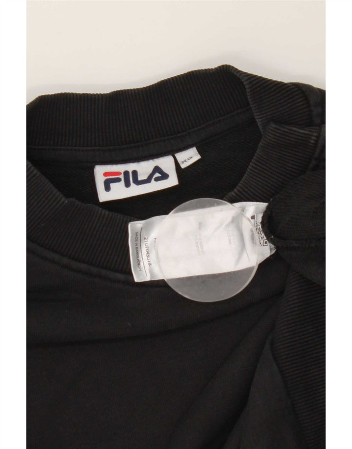 Fila Dame Oversized Sweatshirt Jumper UK 6 XS Sort Bomuld