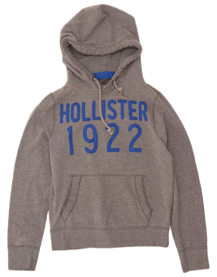 Hollister Grafisk hættetrøje til mænd mellemgrå bomuld