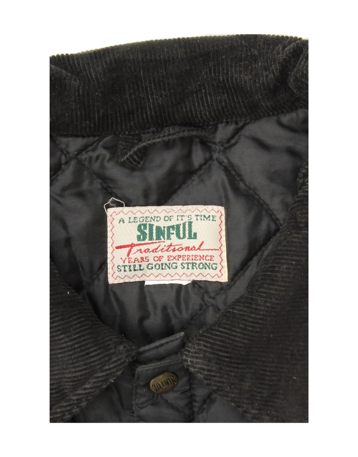 SINFUL Mens Quilted Jacket UK 42 XL Black Vintage Sinful and Second-Hand Sinful from Messina Hembry 