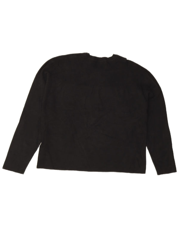 Marks & Spencer Womens Loose Fit Crew Neck Jumper Sweater UK 16 Large Black