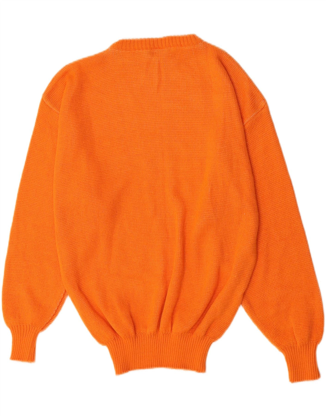 Vintage kvinders grafisk rund hals sweater UK 12 medium orange akryl
