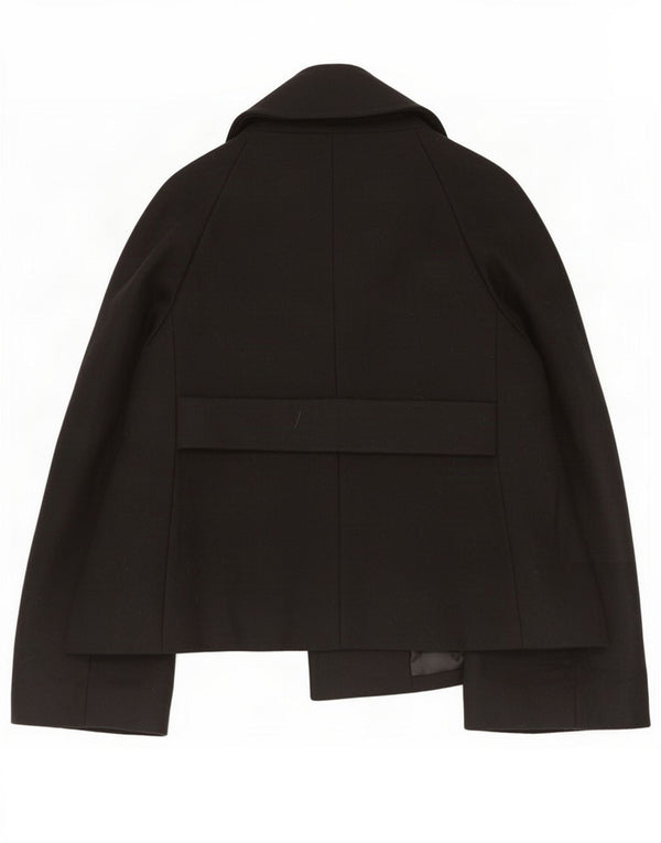 Benetton Womens Pea Coat IT 46 Large Black Wool