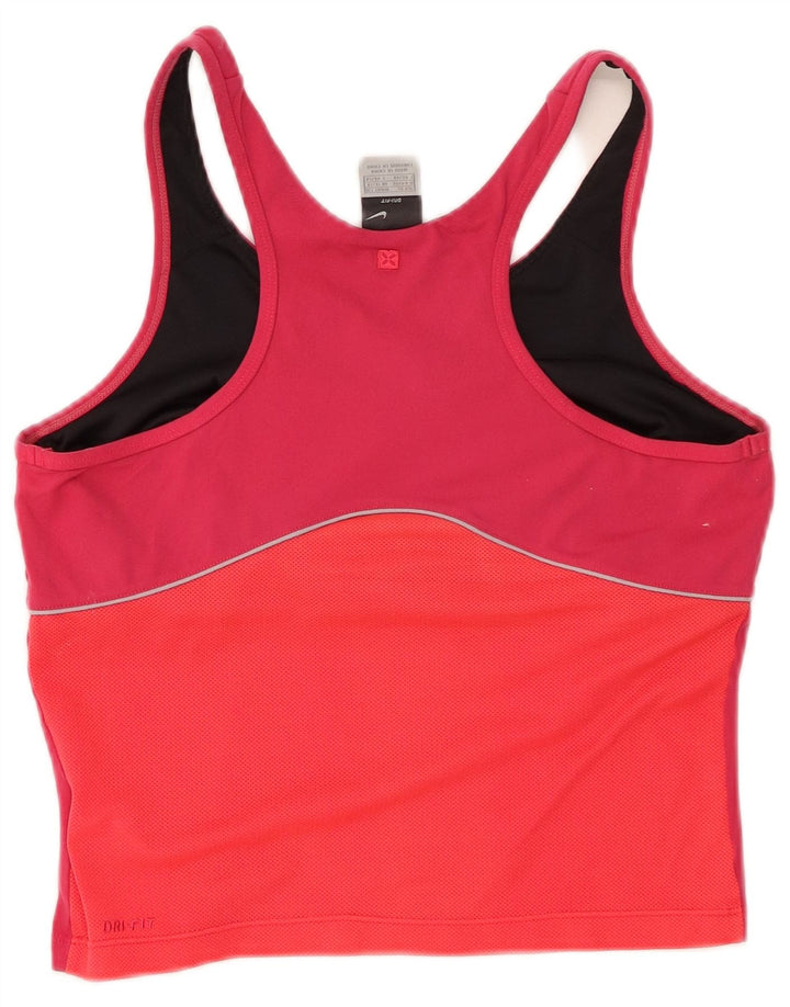 NIKE Dame Dri Fit Crop Vest Top UK 16/18 XL Pink Colourblock