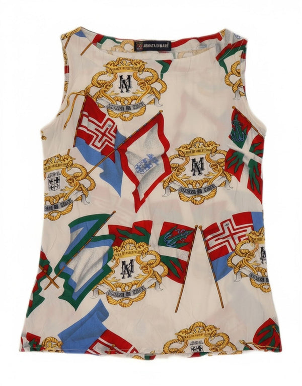 Armata Di Mare kvinders abstrakt mønster bluse Top IT 44 Medium White