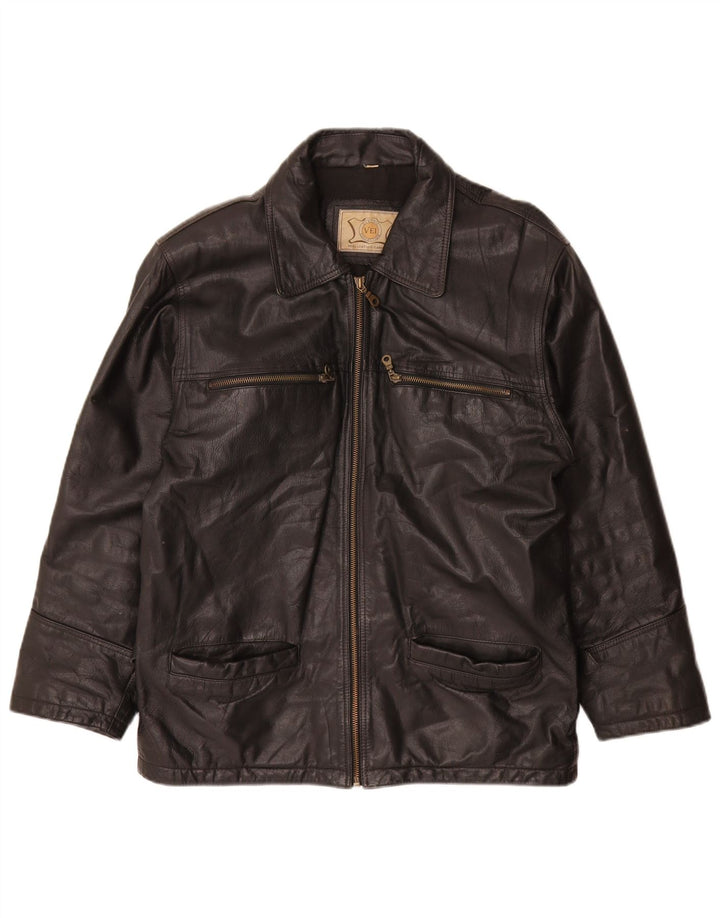 Vintage Herre Læderjakke UK 38 Medium Sort Læder