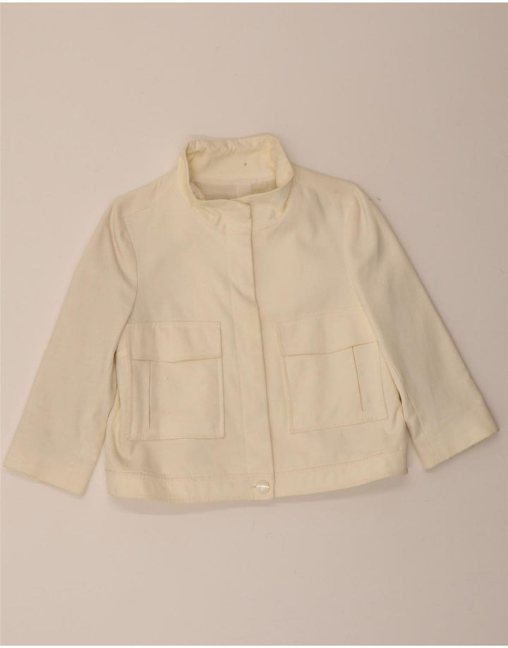 ZARA Womens Crop 3/4 Sleeve Bomber Jacket UK 14 Medium Off White Vintage Zara and Second-Hand Zara from Messina Hembry 