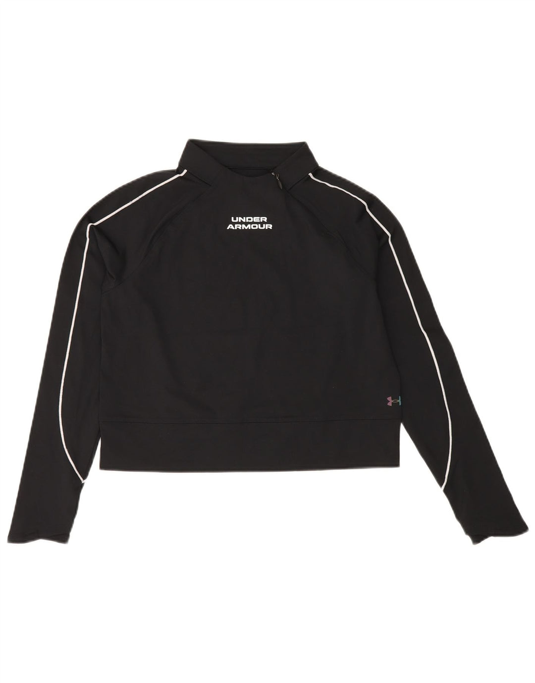 UNDER ARMOR Womens Cold Gear Crop Sweatshirt Jumper UK 10 Small Black