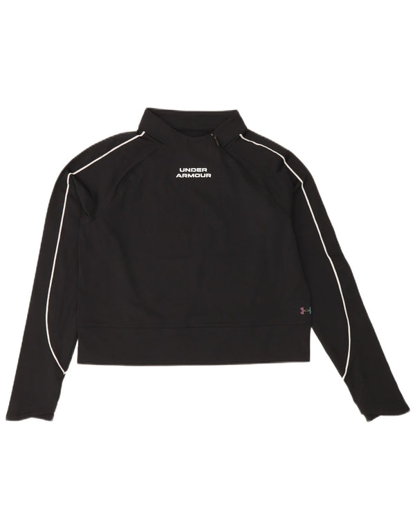 UNDER ARMOR Womens Cold Gear Crop Sweatshirt Jumper UK 10 Small Black