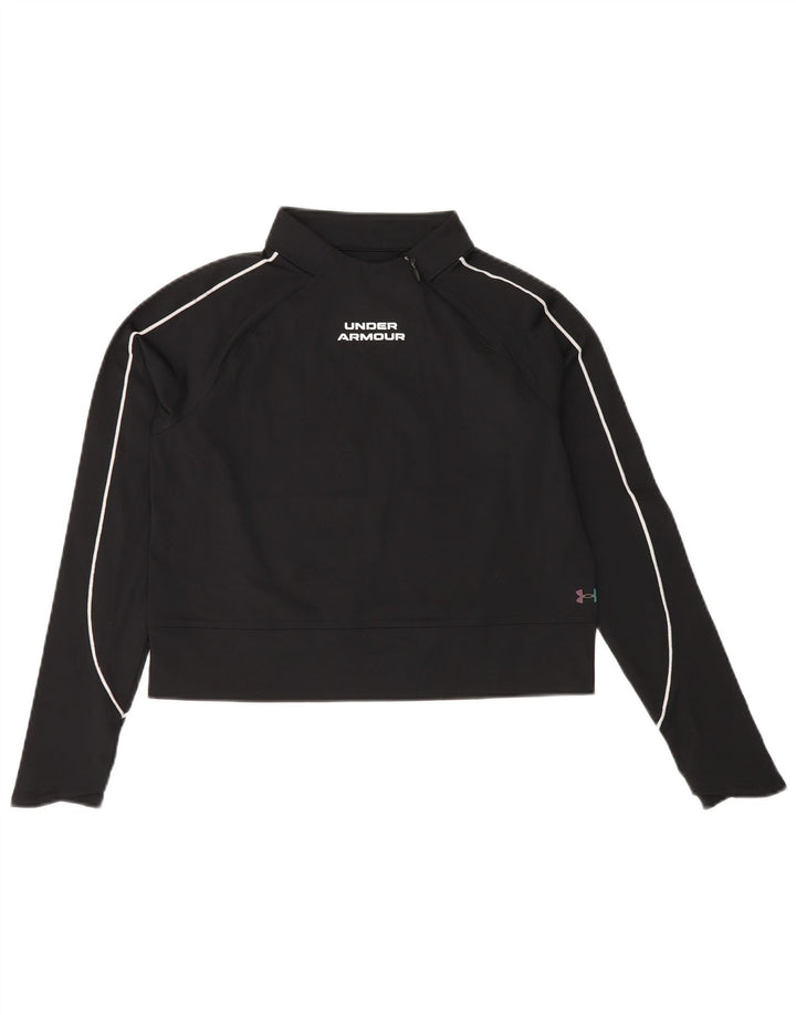UNDER ARMOR Womens Cold Gear Crop Sweatshirt Jumper UK 10 Small Black