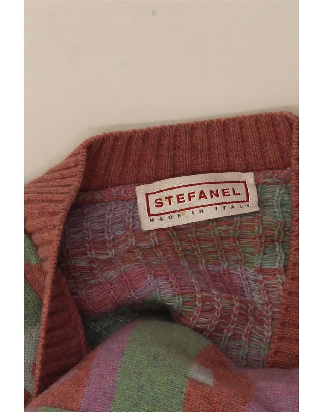 Stefanel Dame Cardigan Sweater UK 18 XL Flerfarvet Geometrisk