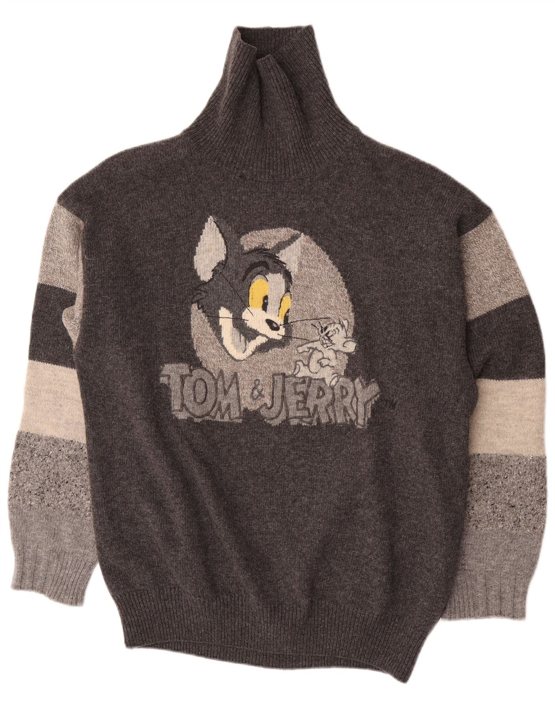 Iceberg Herre Tom og Jerry Roll Neck Jumper Sweater Stor Grå tegneserie