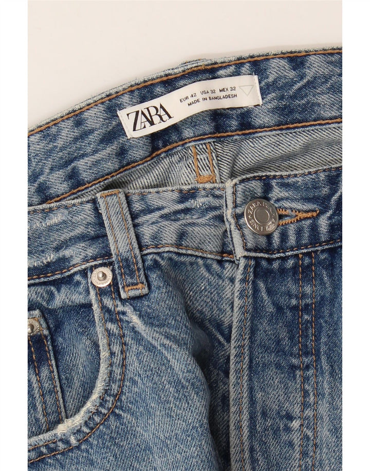 Zara Straight Jeans til mænd EU 42 Large W32 L27 Blå