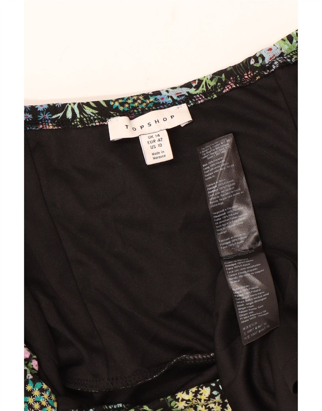 Topshop Kvinder Off Shoulder Kjole UK 14 Large Multicolored Floral