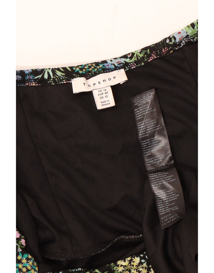 Topshop Kvinder Off Shoulder Kjole UK 14 Large Multicolored Floral