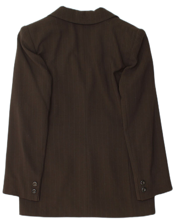 Selene Dame 3 Button Blazer Jacket UK 12 Medium Brown Nålestribe