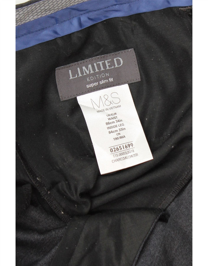 Marks & Spencer Herre Super Slim Fit Suit Bukser W34 L33 Grå Polyester