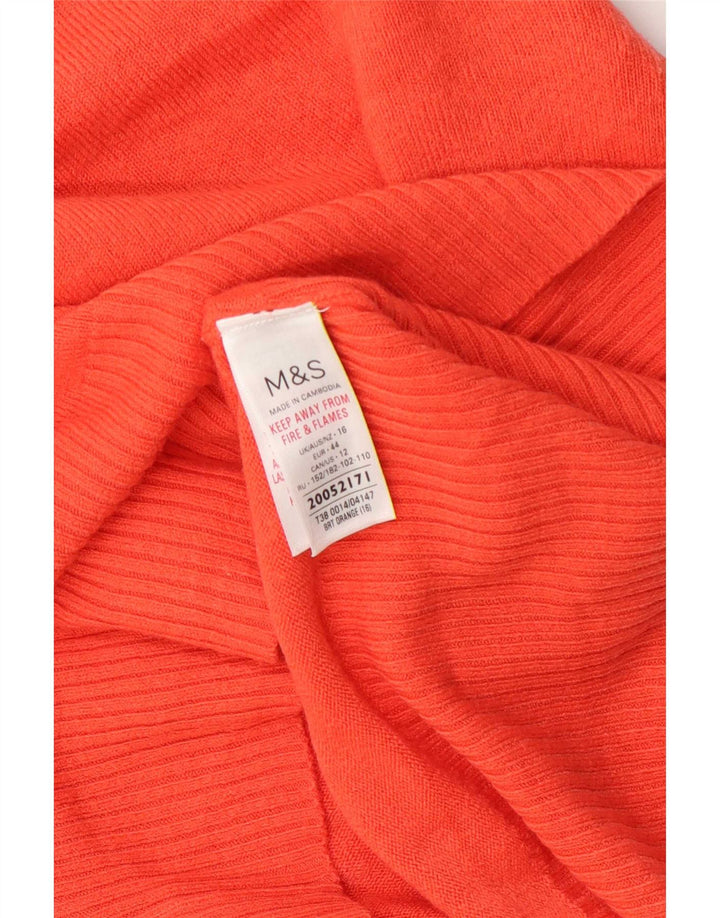 Marks & Spencer Dame V-hals sweater UK 16 Stor Orange Akryl