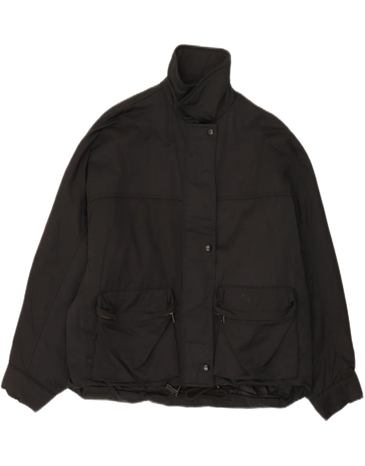 Zara Dame Oversized Polstret Jakke UK 6 XS Sort Nylon