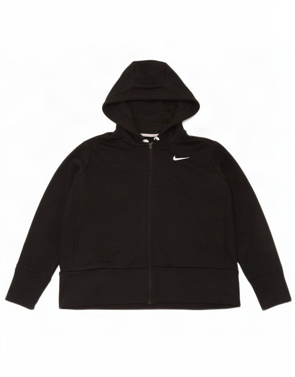 Nike Dame Dri Fit Hættetrøje Sweater UK 16 Stor Sort Polyester