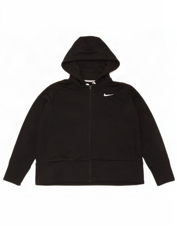 Nike Dame Dri Fit Hættetrøje Sweater UK 16 Stor Sort Polyester