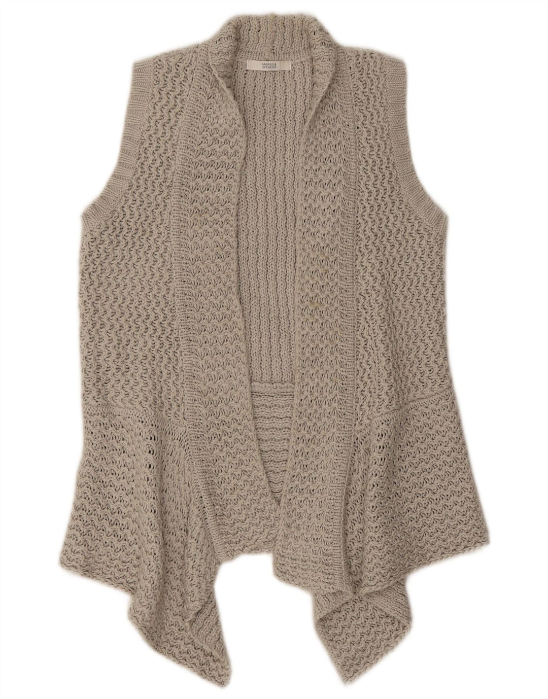 Marks & Spencer Dame Ærmeløs Åben Cardigan Sweater UK 10 Small Grey