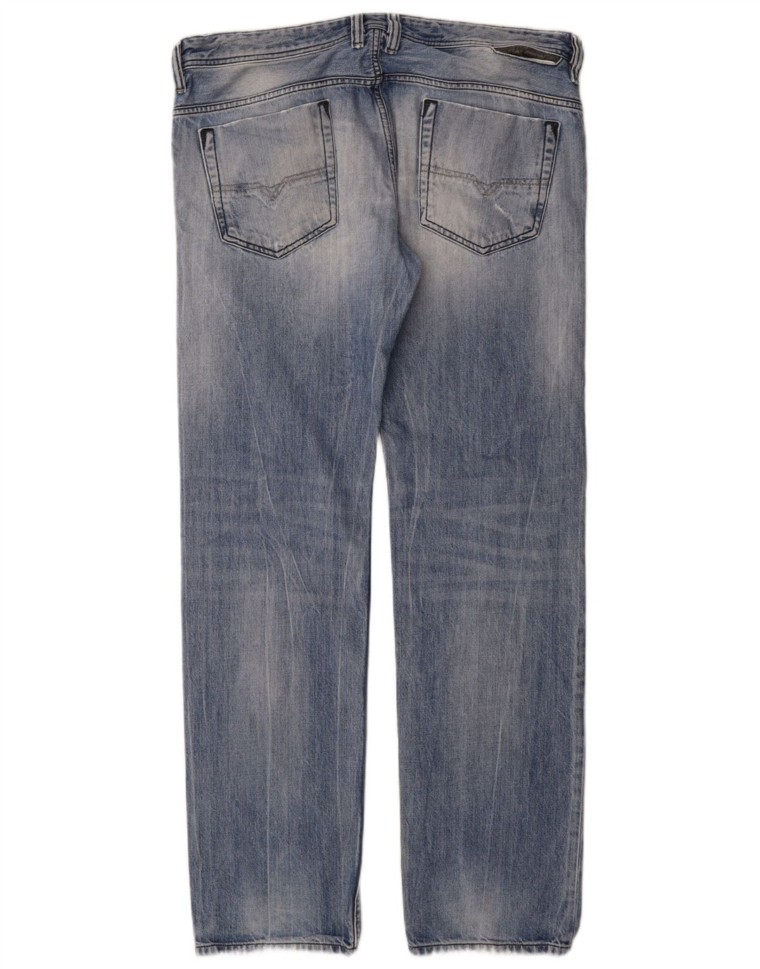 Diesel Herre Distressed Straight Jeans W36 L34 Blå Bomuld