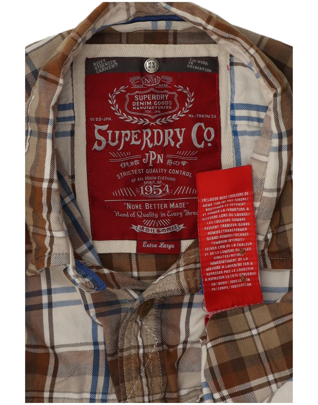 Superdry Flanelskjorte til mænd XL brun ternet bomuld