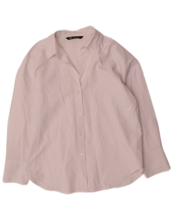 Zara oversize skjorte til kvinder UK 6 XS hvid bomuld