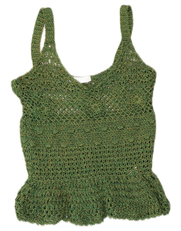 Zara Hæklet Cami Top UK 8 Lille grøn polyester