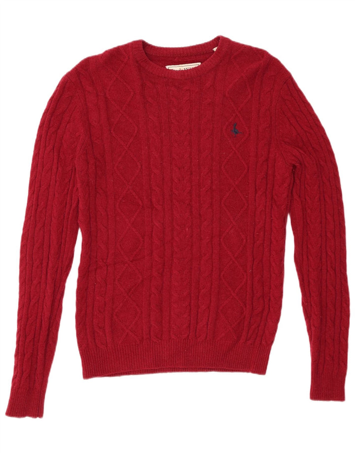 JACK WILLS Herre Crew Neck Jumper Sweater Lille Rød Uld