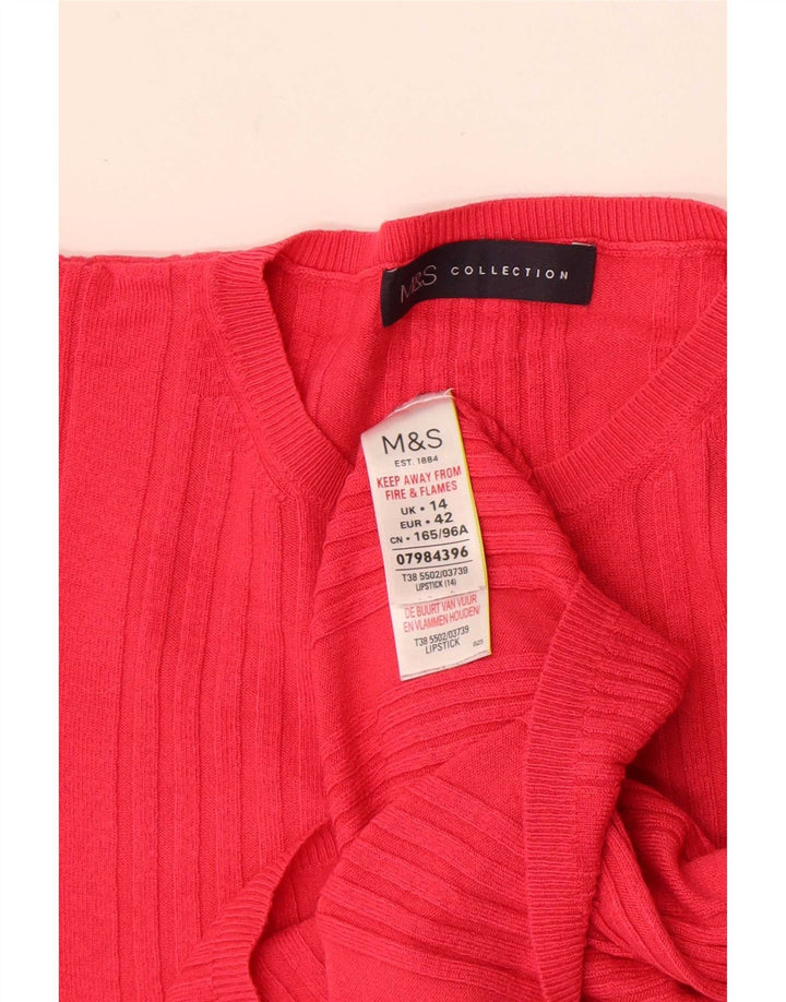Marks & Spencer Dame Crop Crew Neck Jumper Sweater UK 14 Medium Pink