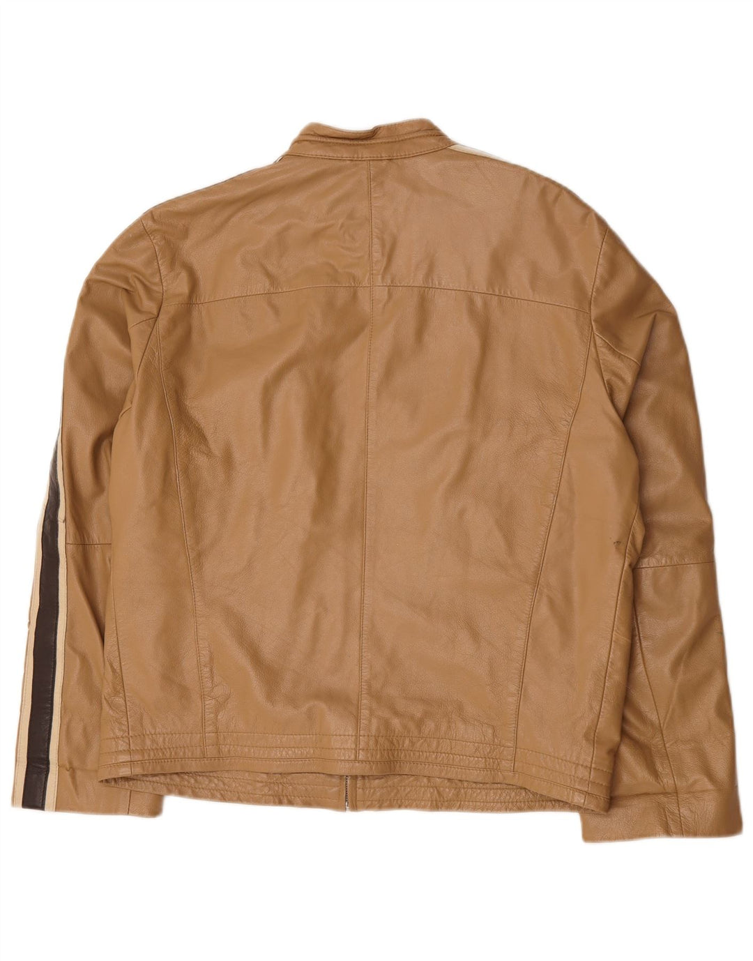 Vintage Herre Læderjakke IT 54 XL Beige Colourblock Læder