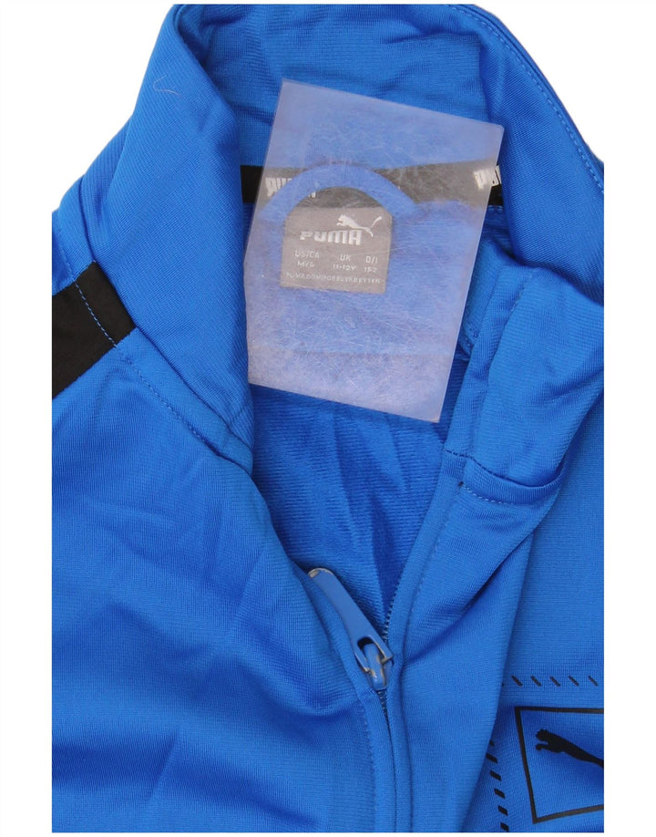PUMA drenge grafisk træningsdragt topjakke 11-12 år blå farveblok