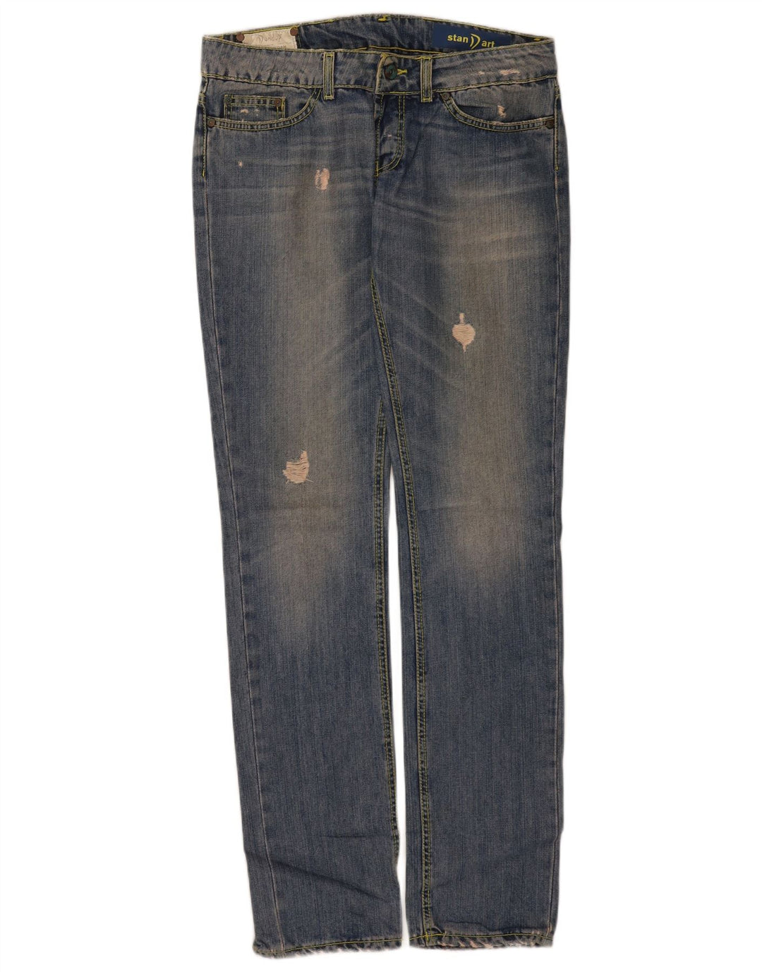 Dondup Dame Distressed Straight Jeans W30 L34 Blå Bomuld