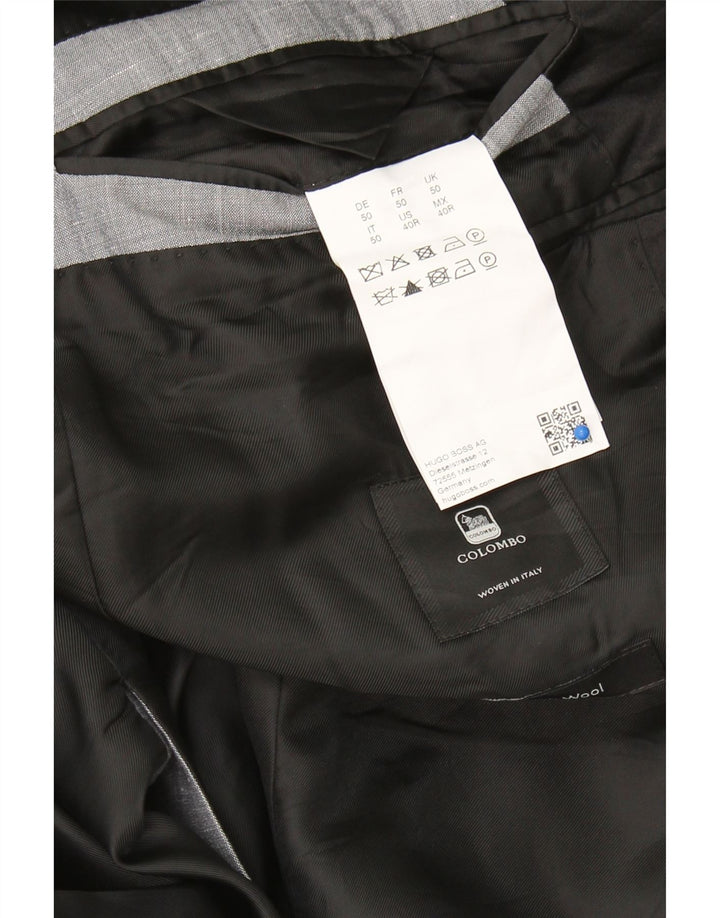 HUGO BOSS Mens Colombo 2 Button Blazer Jacket IT 50 Large Grey Linen Vintage Hugo Boss and Second-Hand Hugo Boss from Messina Hembry 