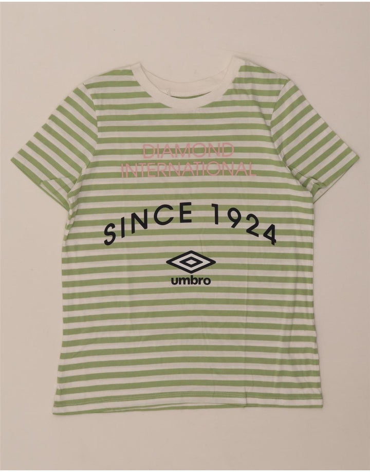 UMBRO Grafisk T-shirt top til kvinder UK 12 Mellemgrøn stribet