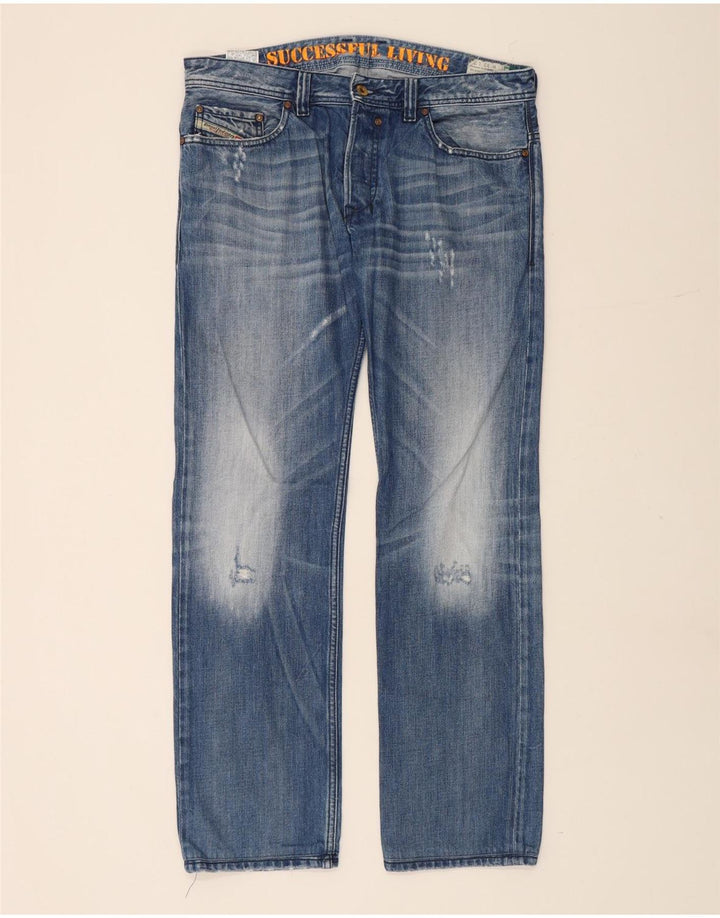 DIESEL Herre Safado Regular Slim Straight Jeans W33 L31 Blå Bomuld