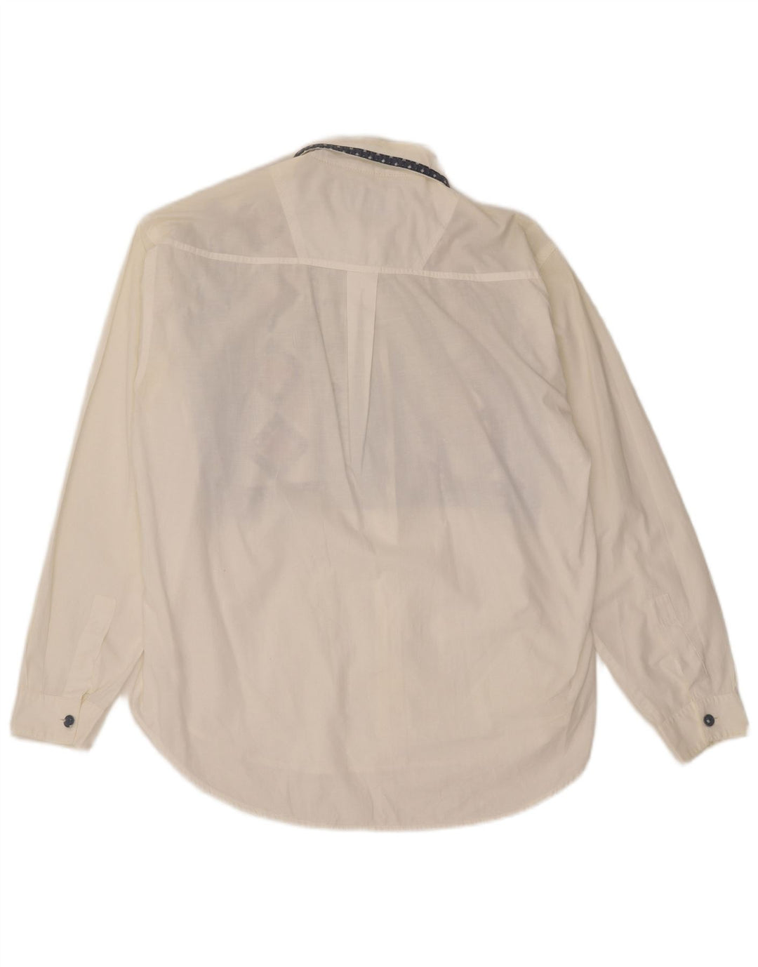 Vintage Dame Oversized skjortebluse UK 14 Medium White Geometrisk Bomuld