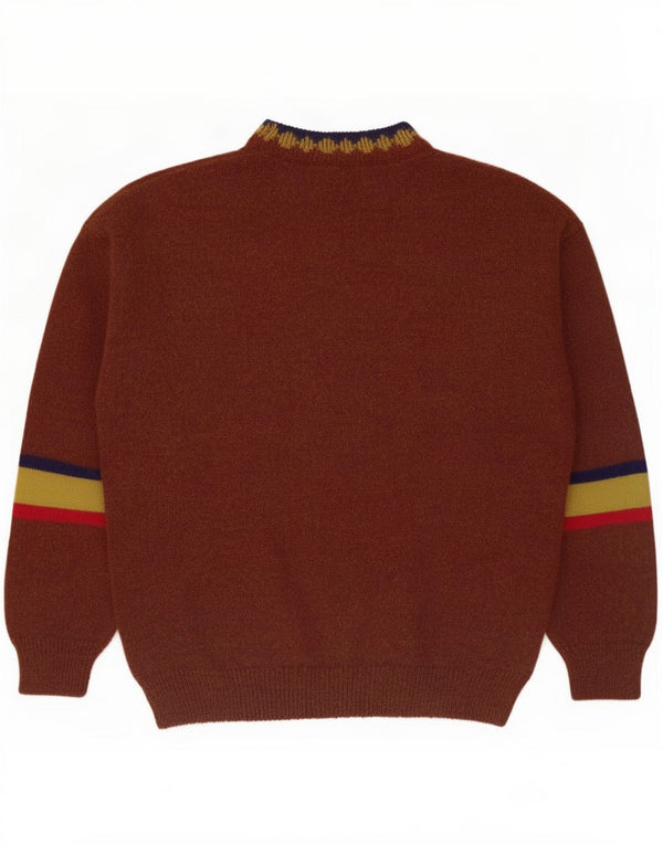 Vintage Herre Turtle Neck Jumper Sweater Large Brown Argyle/Diamond
