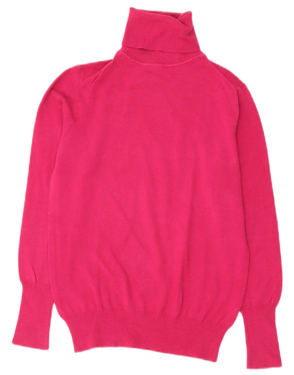 Zara Dame Roll Neck Jumper Sweater UK 16 Large Pink Bomuld