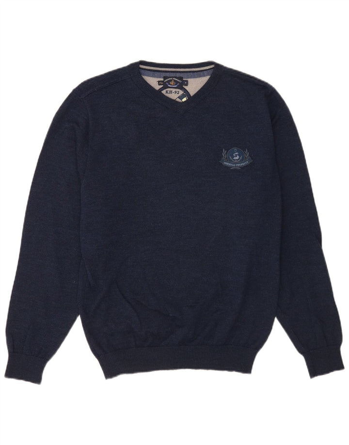Amerigo Vespucci Herre V-hals sweater lille marineblå