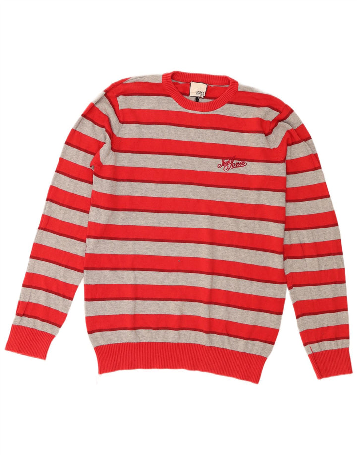 Jack & Jones Herre Regular Fit Jumper Sweater med rund hals lille rød stribet