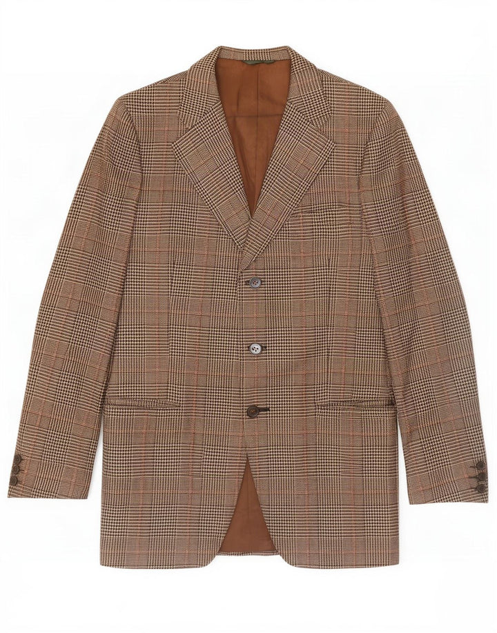 Vintage herre 3-knaps blazerjakke UK 38 Medium Brown Houndstooth
