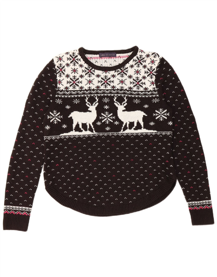 Marks & Spencer Dame sweater med rund hals DK 14 Medium Sort Jul