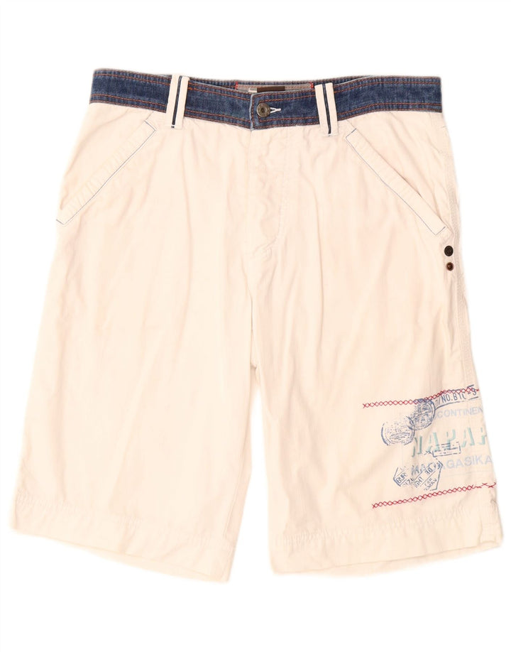 Napapijri Herre grafiske Cargo Shorts IT 46 Small W30 White