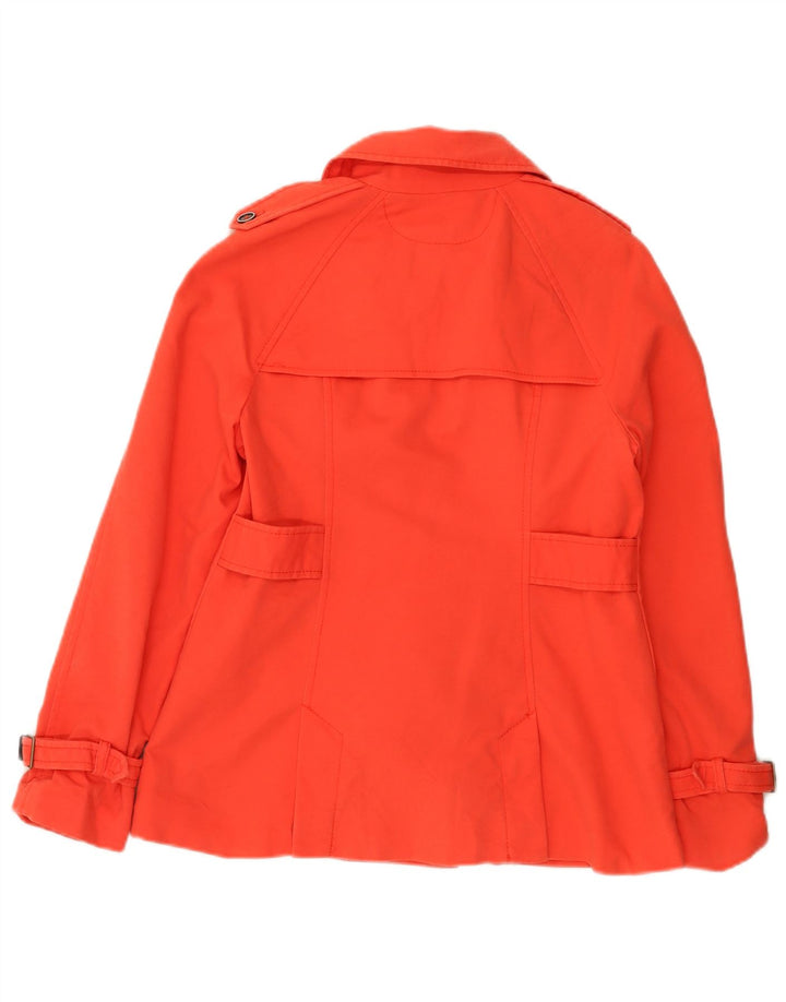 Zara Kvinder Kort Trench Coat UK 12 Medium Orange Bomuld
