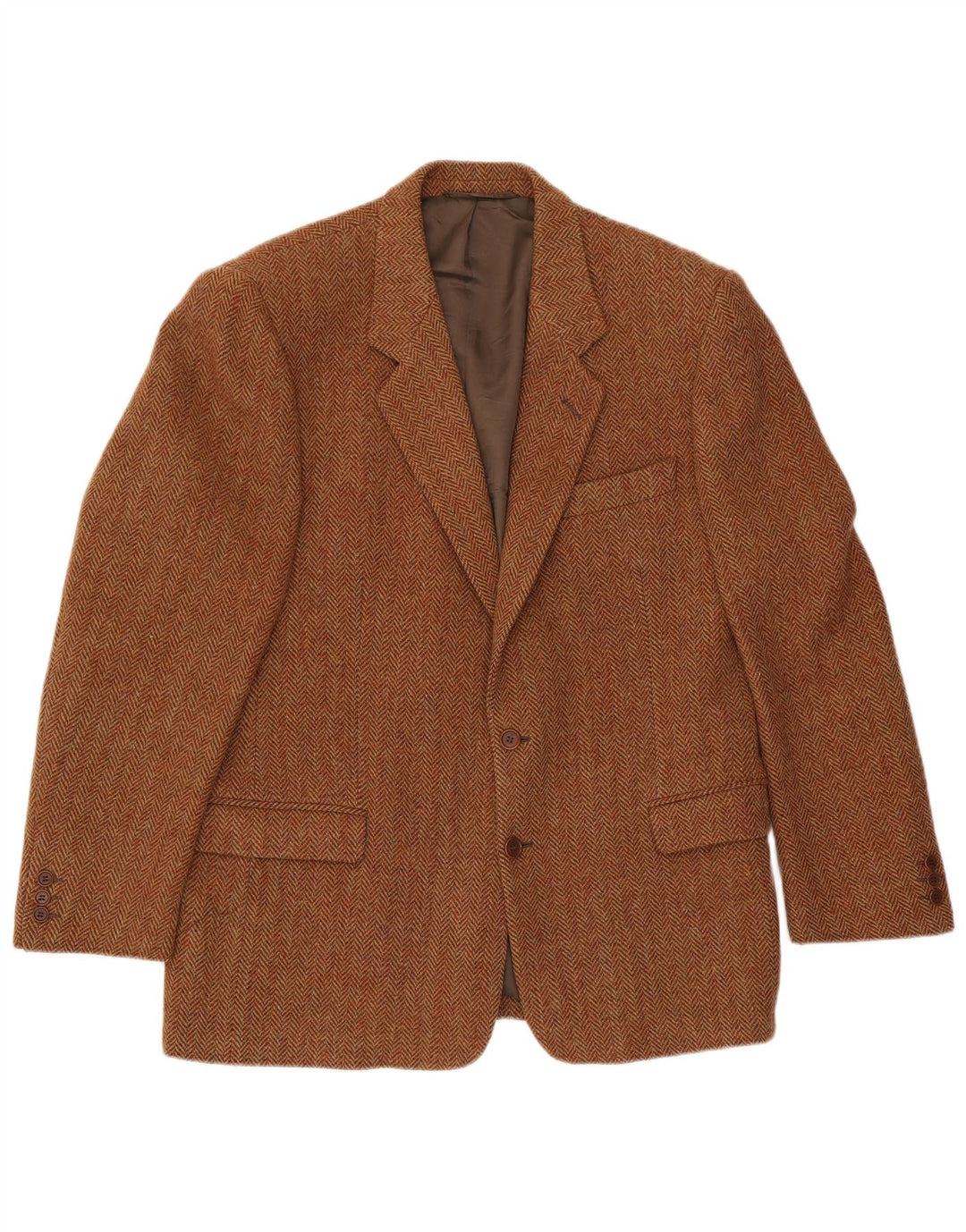 Harris Tweed Herre 2 Button Blazer Jacket IT 54 2XL Brun Sildebensuld
