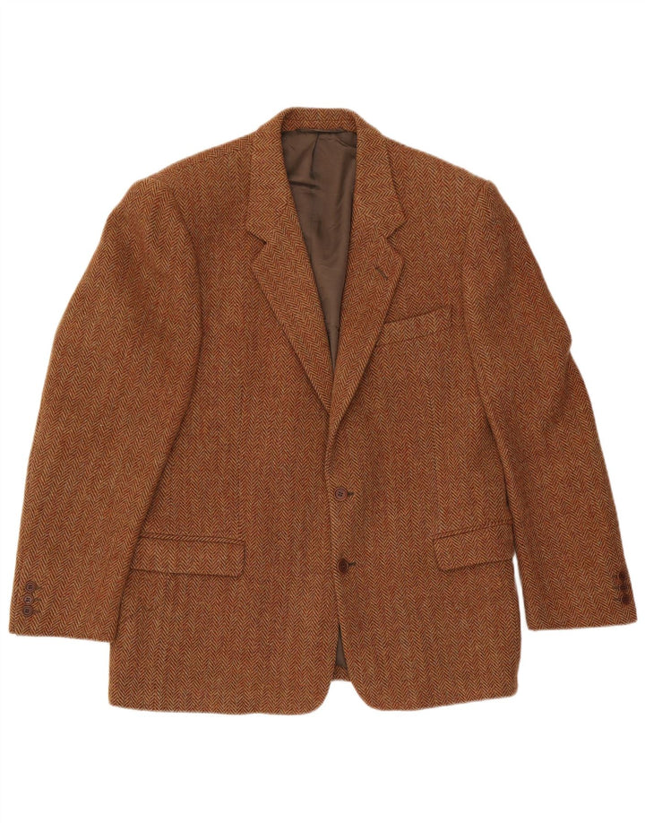 Harris Tweed Herre 2 Button Blazer Jacket IT 54 2XL Brun Sildebensuld